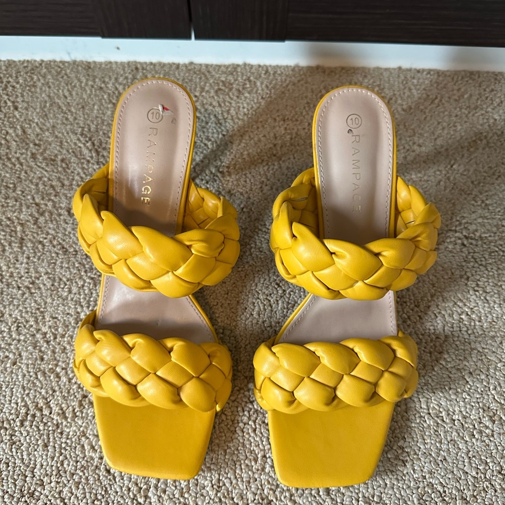 Rampage Yellow Braided Heeled Sandals